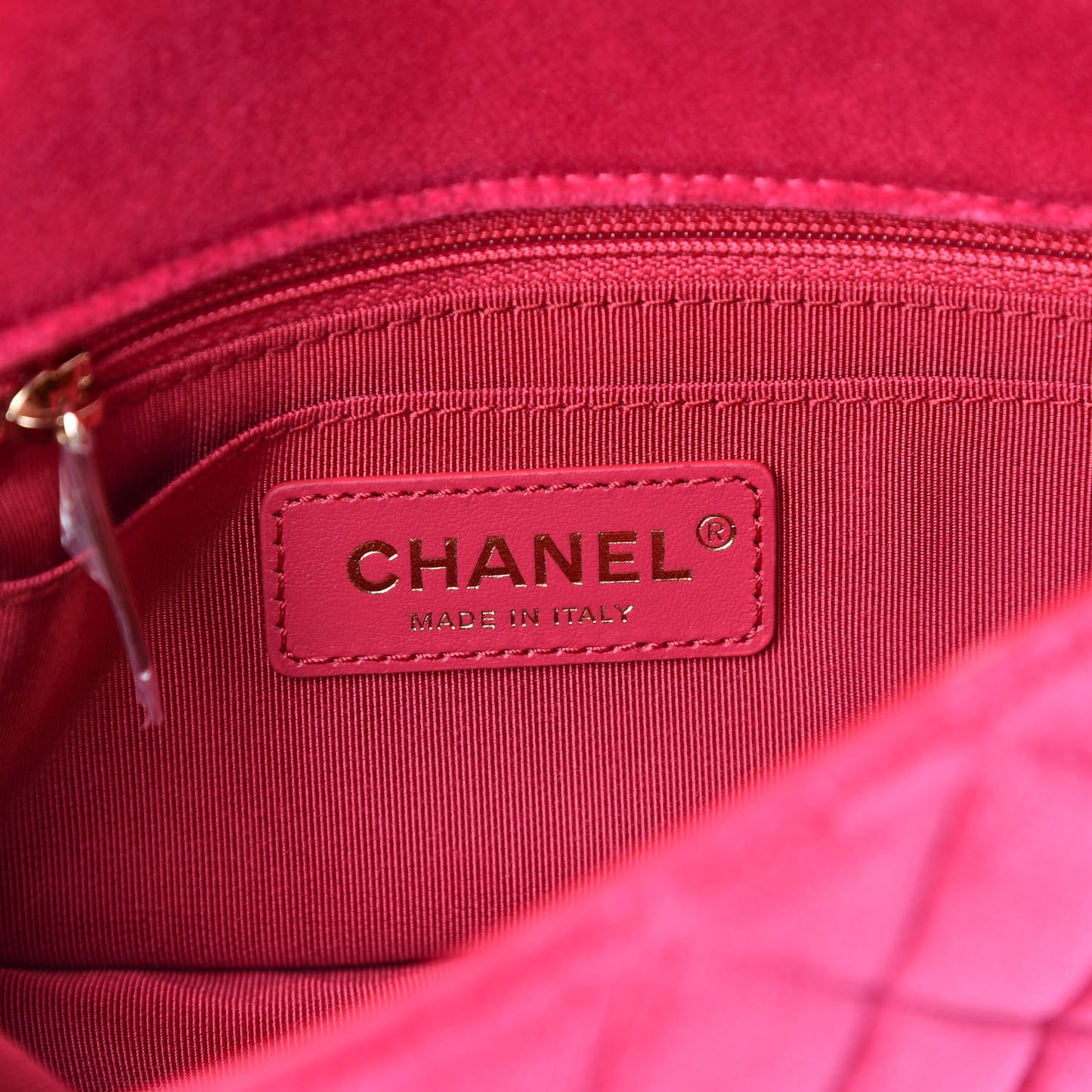 Velvet Quilted Mini Square Pearl Crush Flap Fuchsia