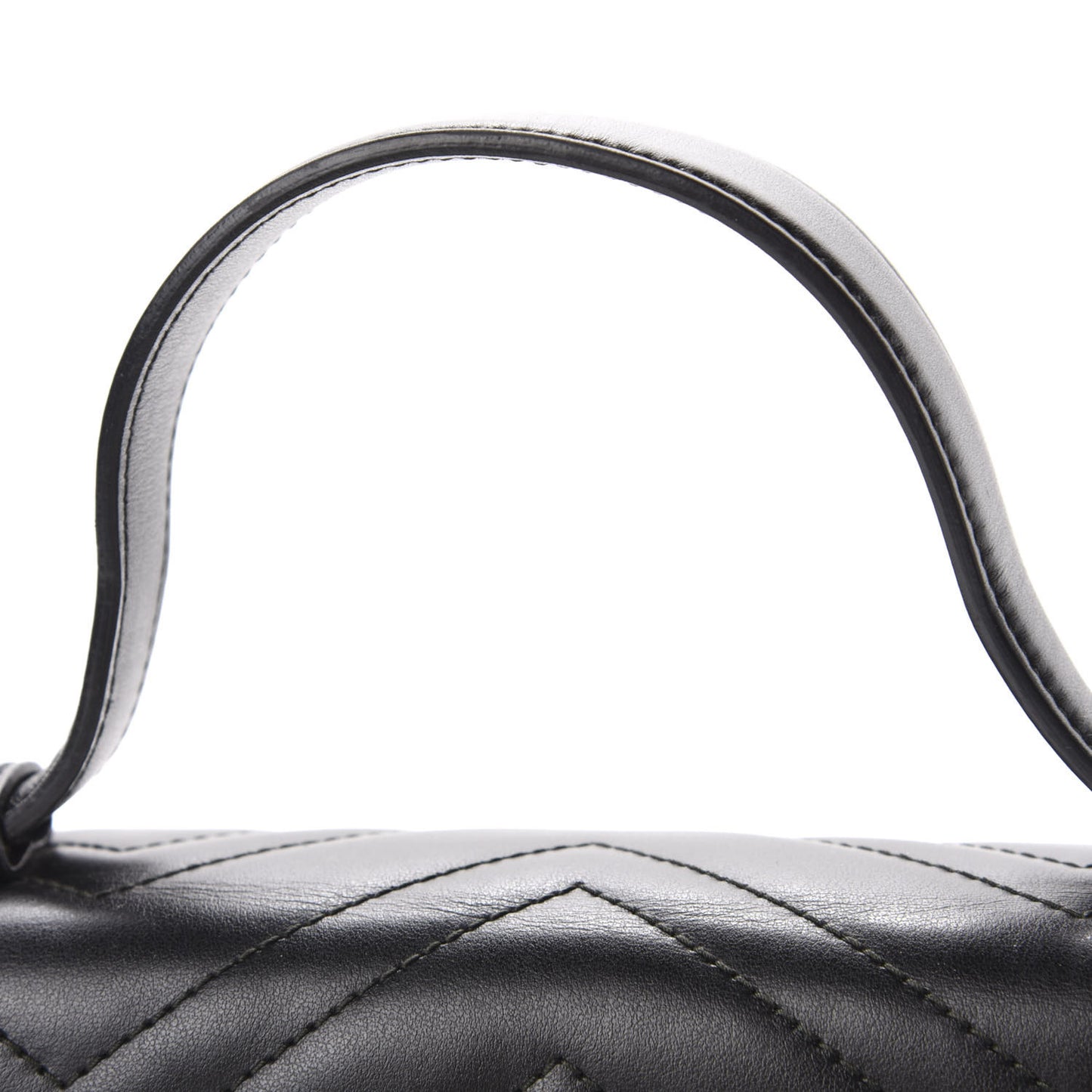 Calfskin Matelasse Medium GG Marmont Top Handle Shoulder Bag Black