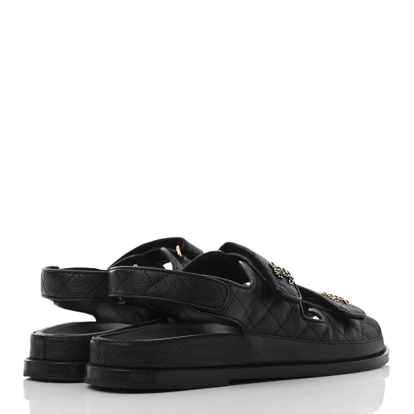 Grained Calfskin Velcro Dad Sandals 41 Black