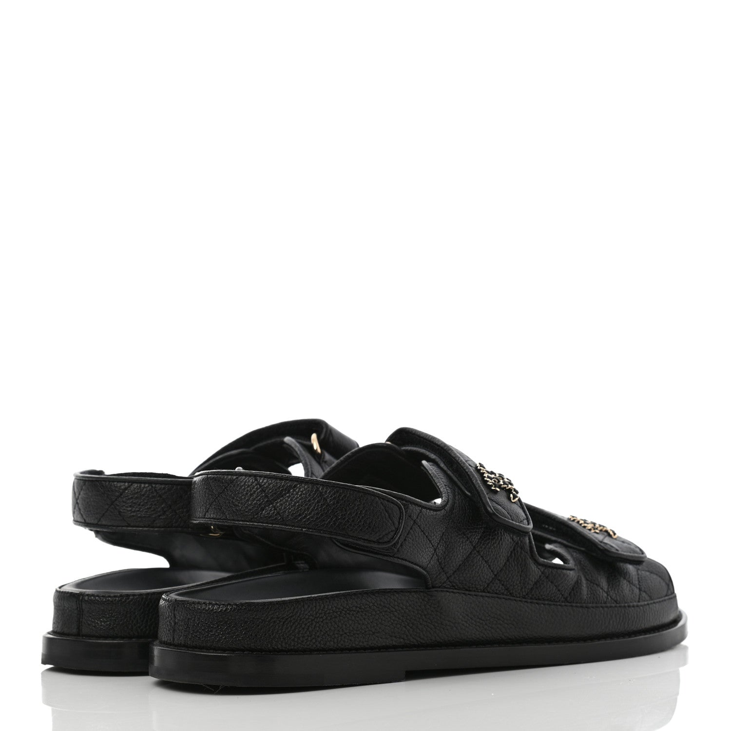 Chanel Grained Calfskin Velcro Dad Sandals 41 Black 4 of 8