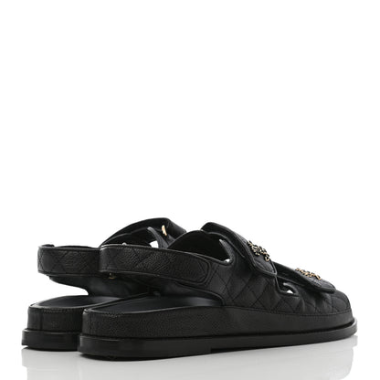 Chanel Grained Calfskin Velcro Dad Sandals 41 Black 4 of 8