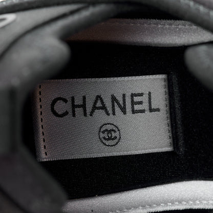 Chanel Velvet Calfskin Mixed Fibers CC Sneakers 38 Black 8 of 9