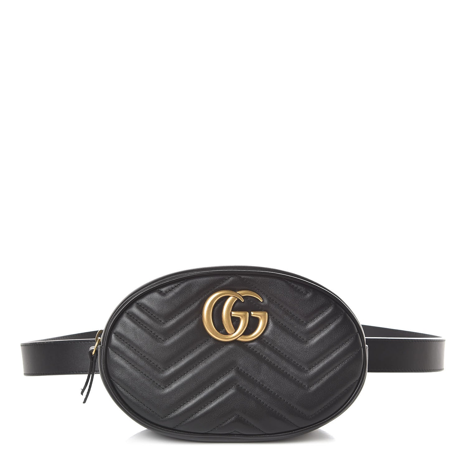 Gucci Calfskin Matelasse GG Marmont Belt Bag 105 42 Black 1 of 12