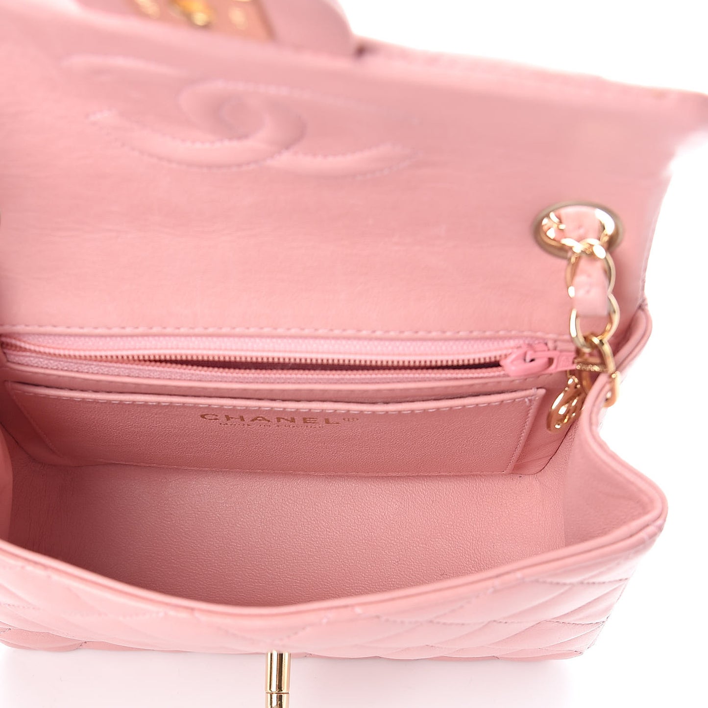Lambskin Quilted Mini Square Flap Pink