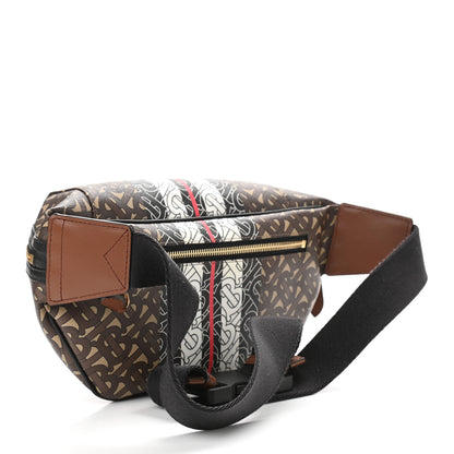 Burberry E-Canvas Monogram Stripe Medium Sonny Bum Bag Bridle Brown 3 of 9