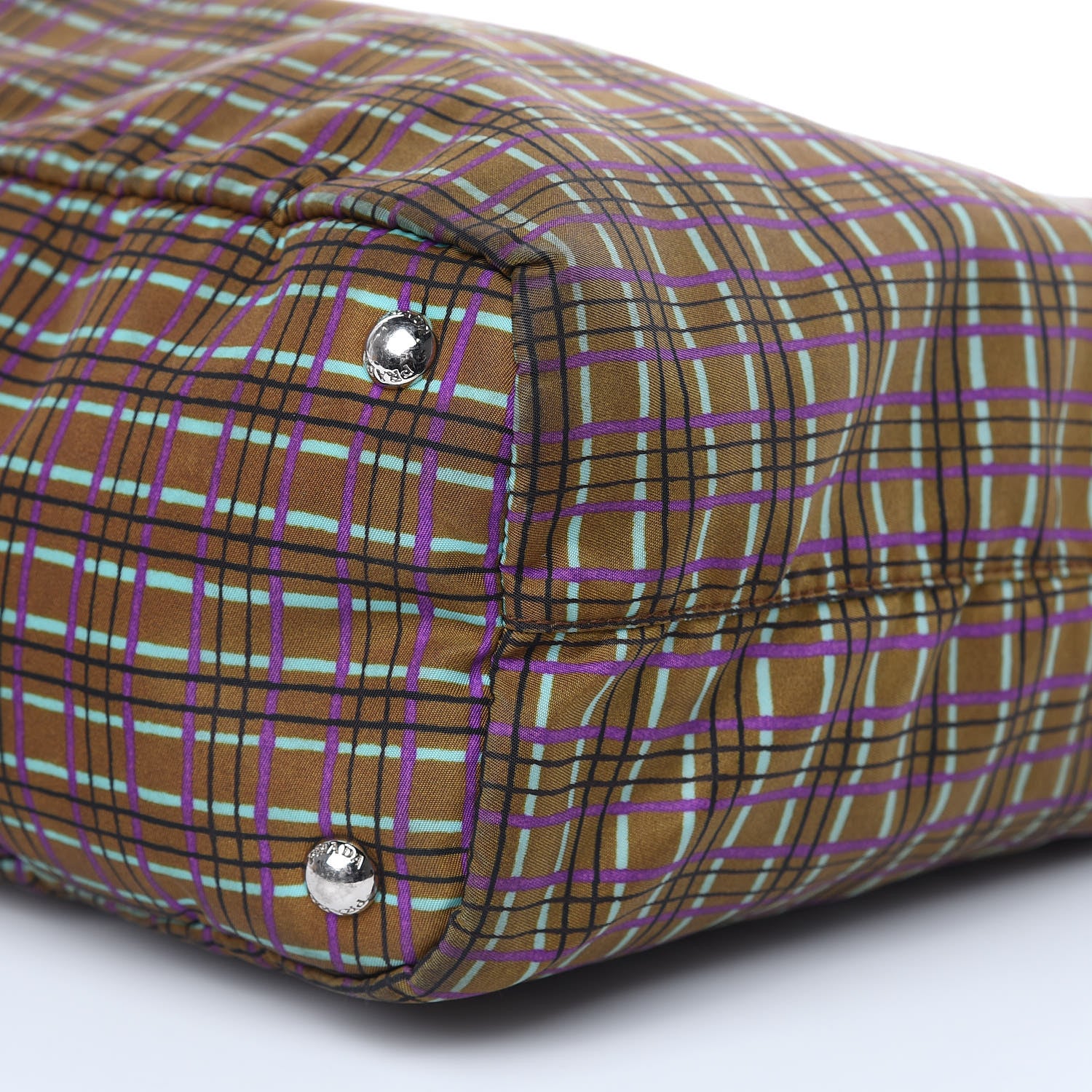 Prada Tessuto Stampato Nylon Saffiano Check Print Tote Viola 9 of 15