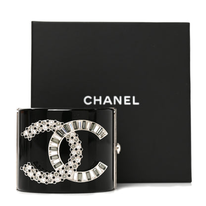 Chanel Resin Baguette Crystal CC Cuff Black 6 of 6