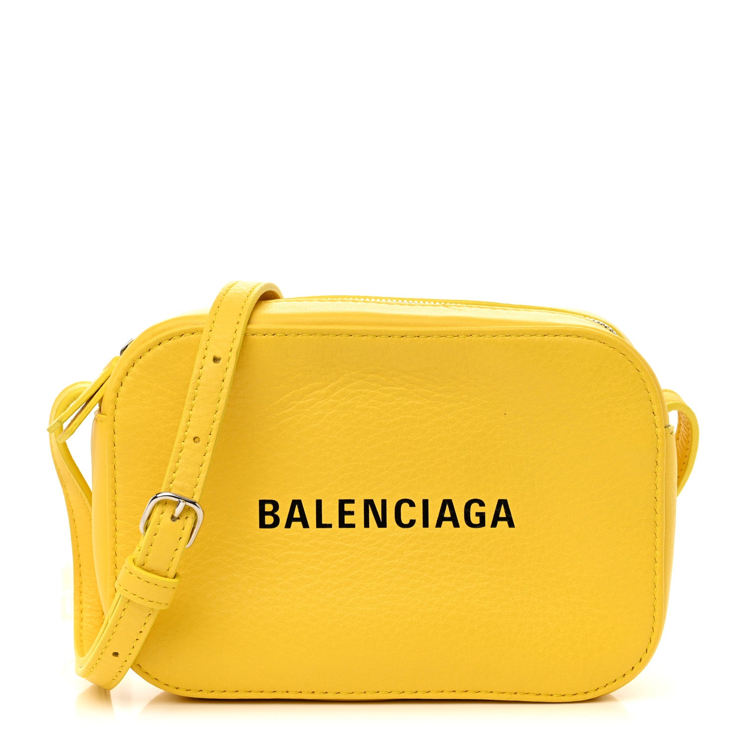 Balenciaga Smooth Calfskin Logo XS Everyday Camera Bag Jaune Soleil Black 1 of 12