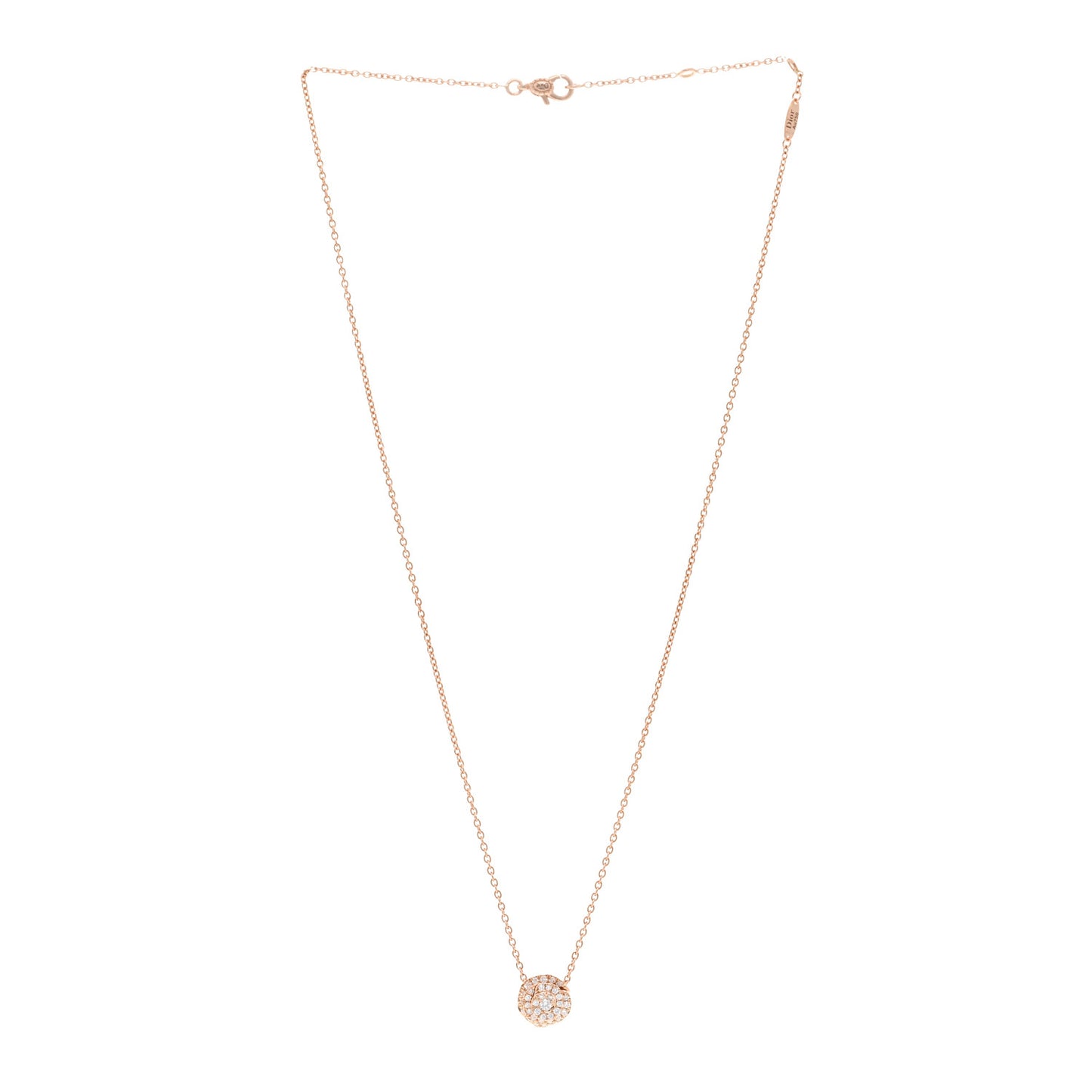 18K Rose Gold Diamond Small Rose Couture Pave Pendant Necklace