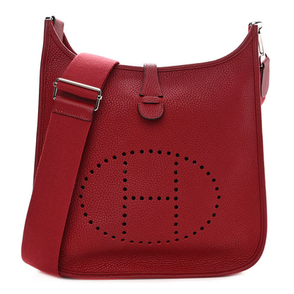 Hermes Taurillon Clemence Evelyne III PM Rouge Grenat 1 of 9