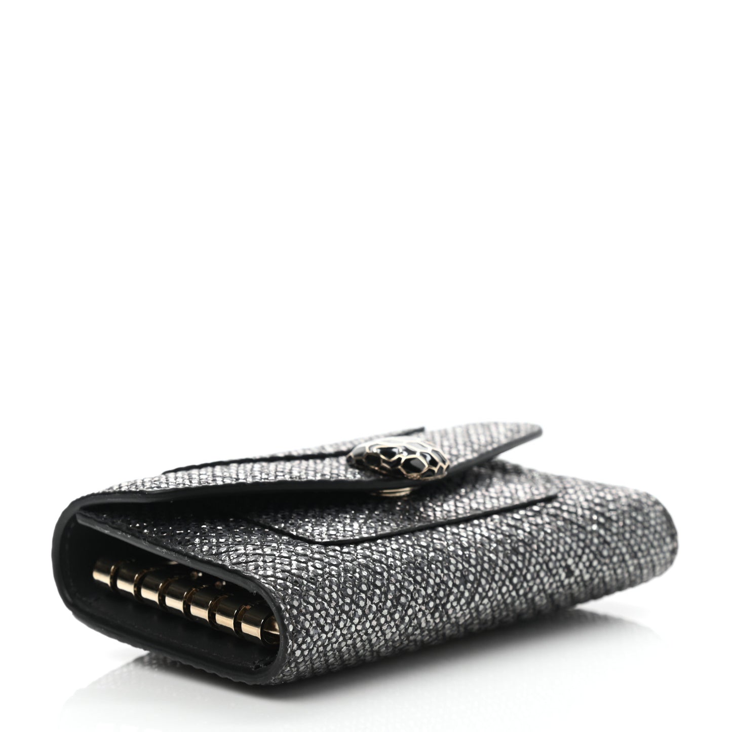Karung Calfskin Serpenti Forever Key Holder Wallet Charcoal