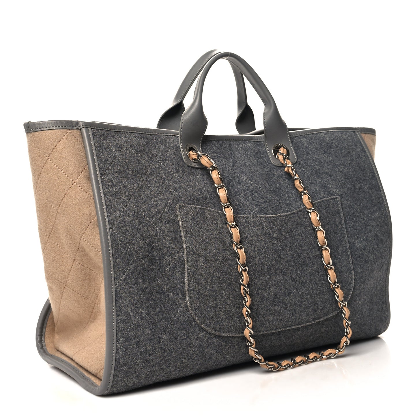 Wool Felt Large Deauville Tote Grey Beige
