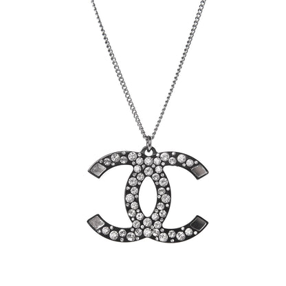 Chanel Crystal Resin CC Pendant Necklace Black 4 of 6
