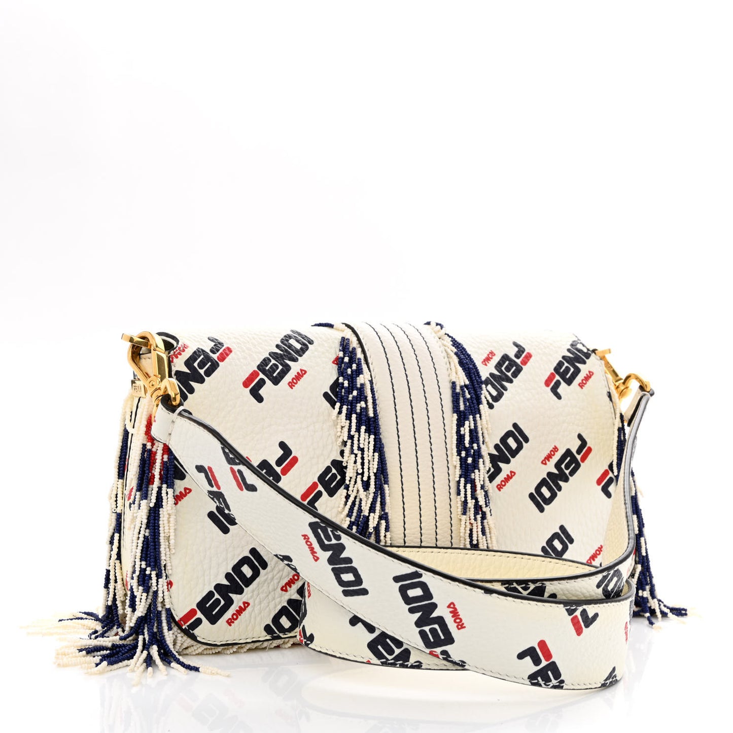X FILA Calfskin Mania Fringe Baguette White