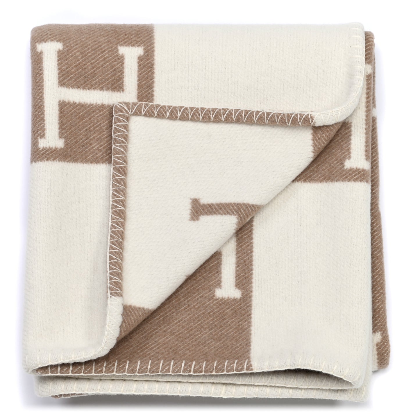 Wool Cashmere Avalon Blanket Ecru Camel