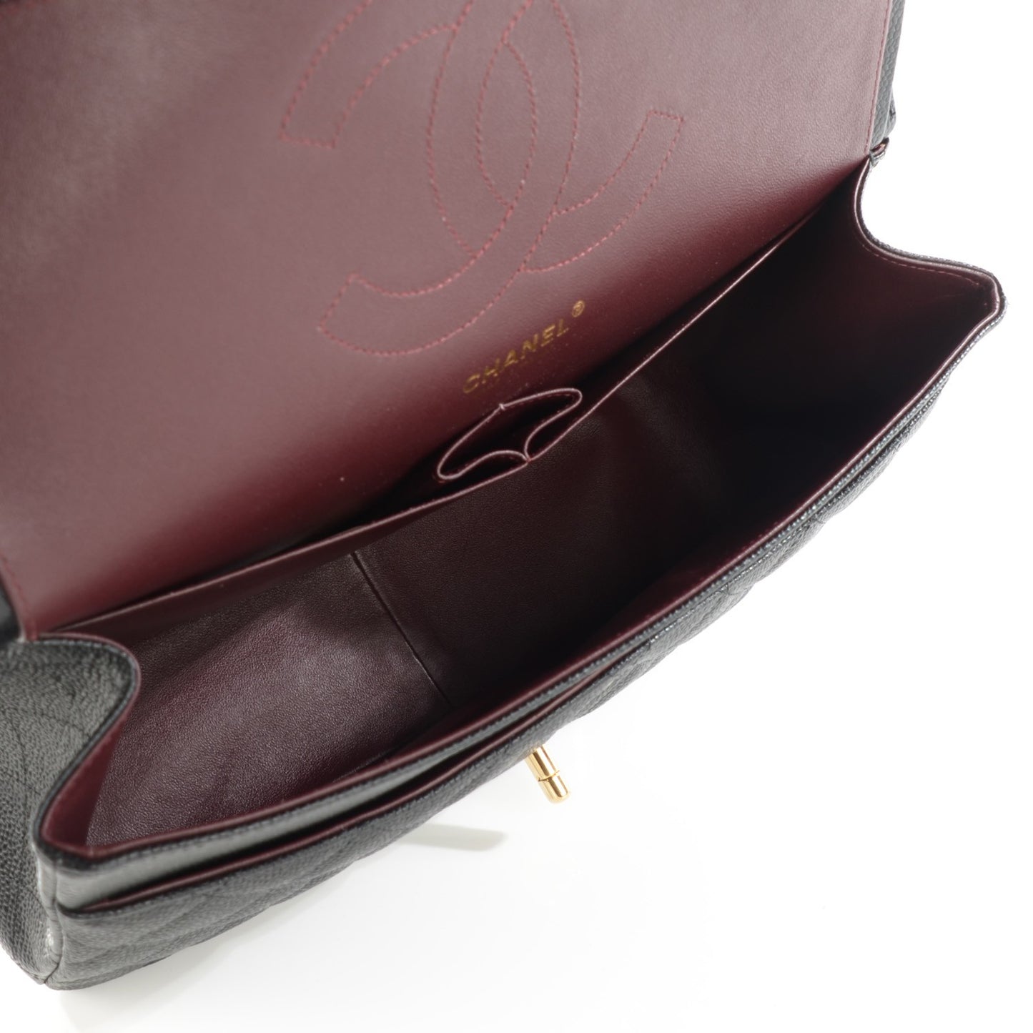 Caviar Quilted Jumbo Double Flap Black
