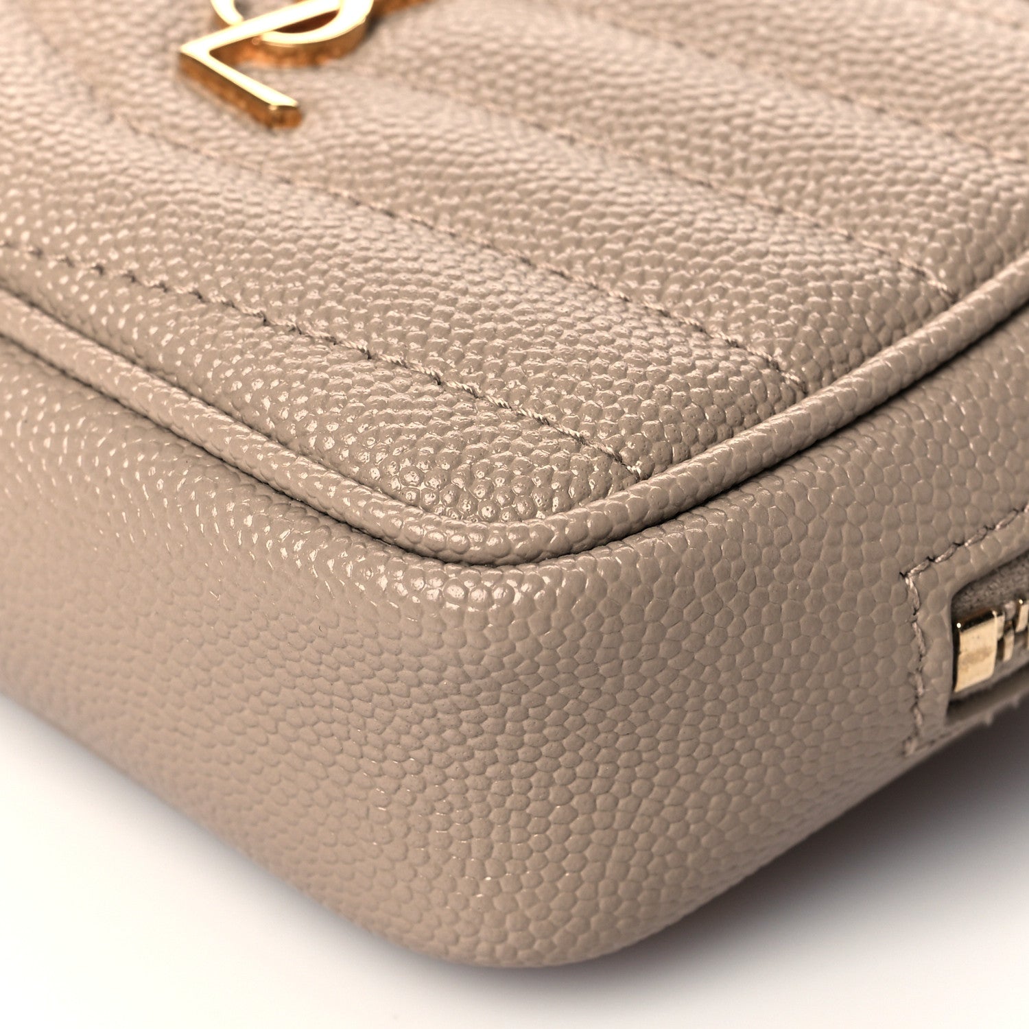 Saint Laurent Grain De Poudre Matelasse Monogram Baby Lou Camera Bag Dark Beige 10 of 11