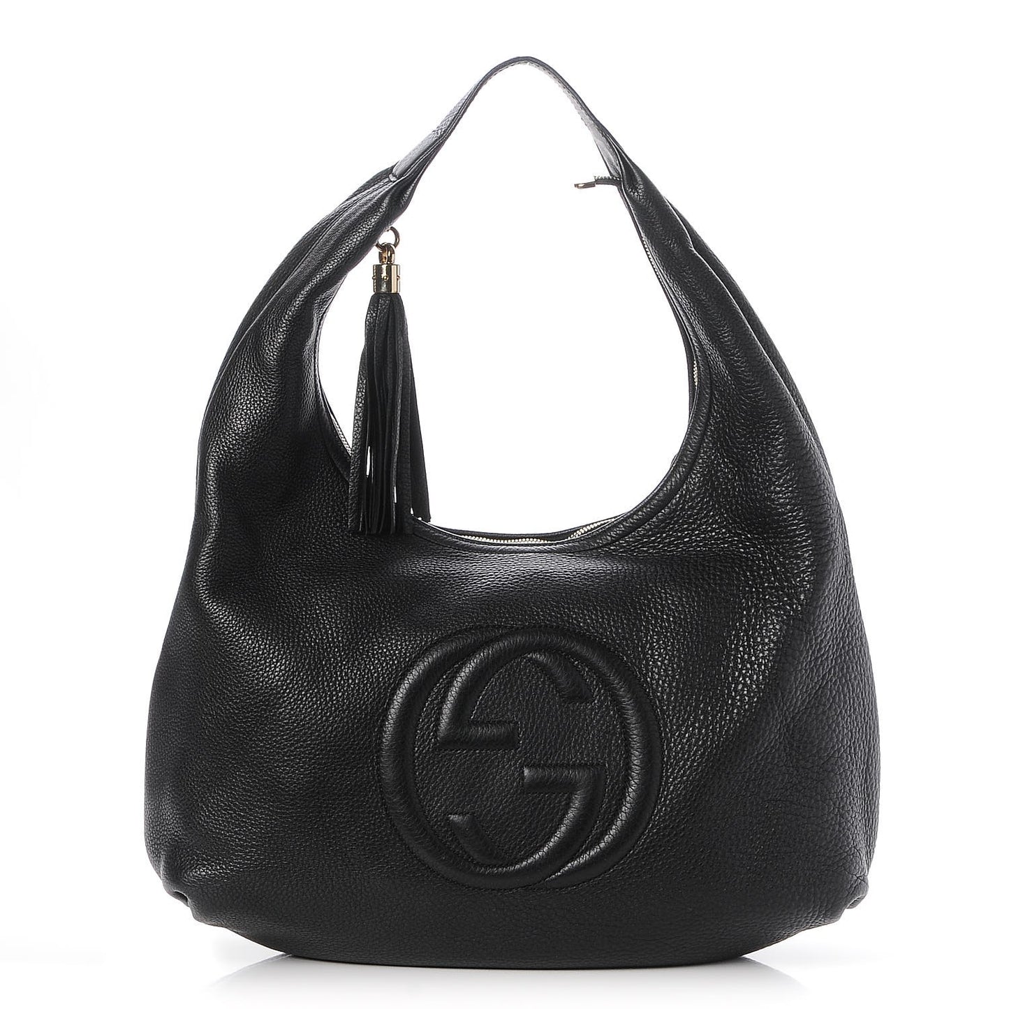 Pebbled Calfskin Large Soho Hobo Black