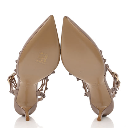 Valentino Garavani Calfskin Lacquered Monochrome Rockstud Ankle Strap 65mm Pumps 38.5 Poudre 5 of 9