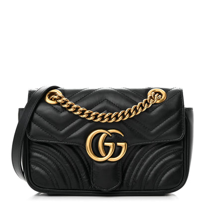 Gucci Calfskin Matelasse Mini GG Marmont Shoulder Bag Black 1 of 16