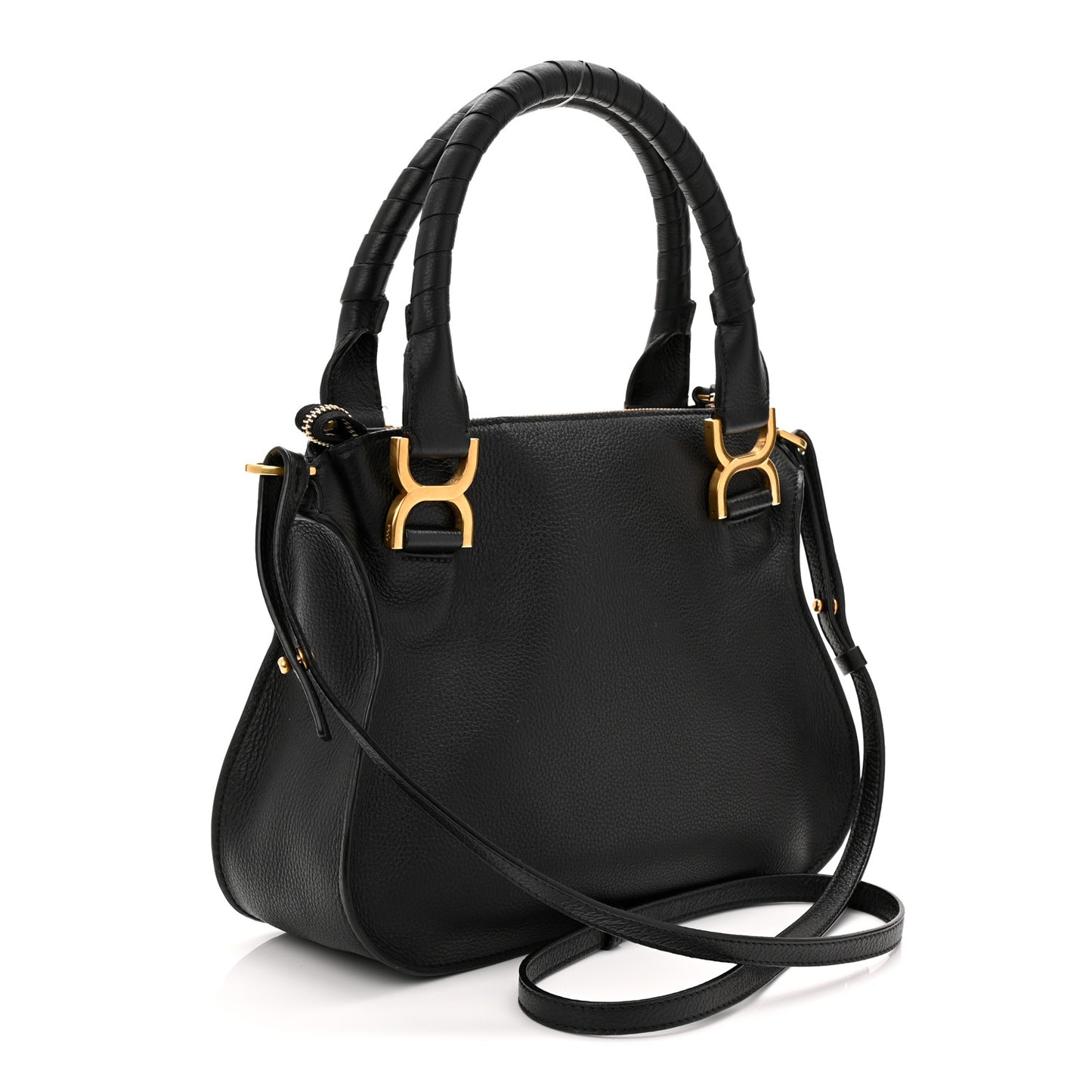Calfskin Small Marcie Satchel Black