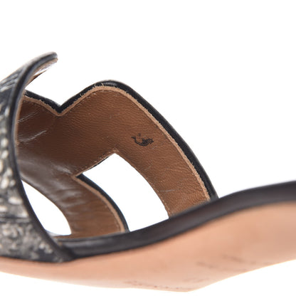 Hermes Canvas Tatoo Print Oasis Equator Sandals 37 Black 8 of 10