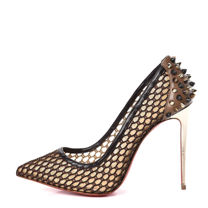 Christian Louboutin Fishnet Mesh Suede Guni 100 Spiked Pumps 39.5 Black 1 of 9