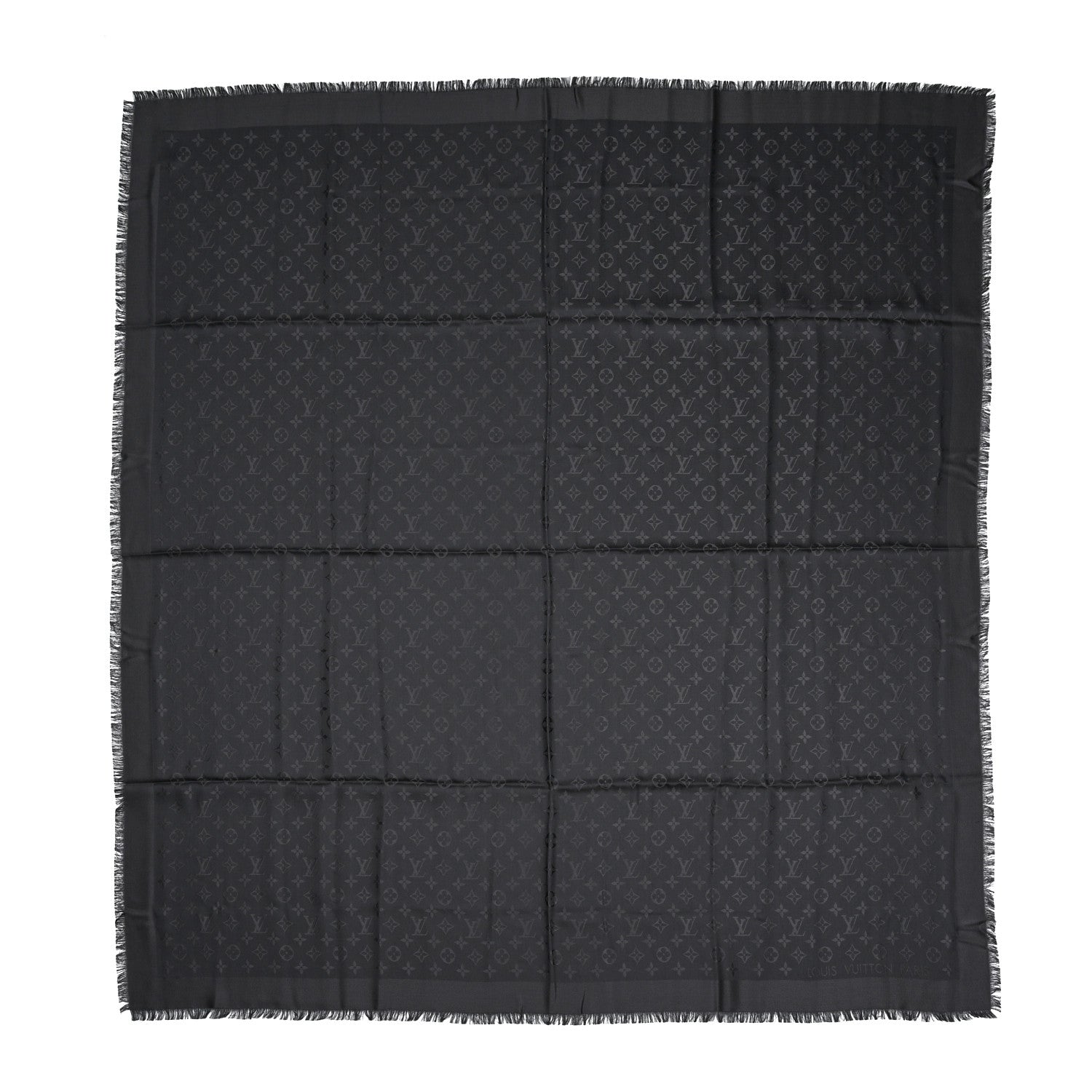 Louis Vuitton Silk Wool Monogram Shawl Charcoal Grey 1 of 3