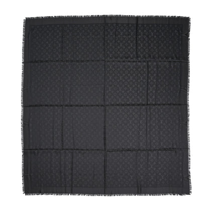 Louis Vuitton Silk Wool Monogram Shawl Charcoal Grey 1 of 3