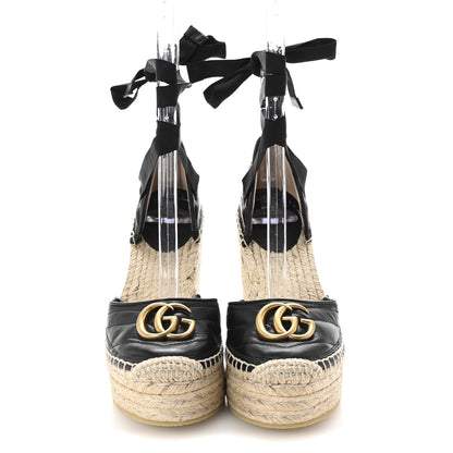 Gucci Nappa Matelasse GG Marmont Ankle Wrap Platform 35/120mm Espadrille Wedges 35 Black 3 of 11