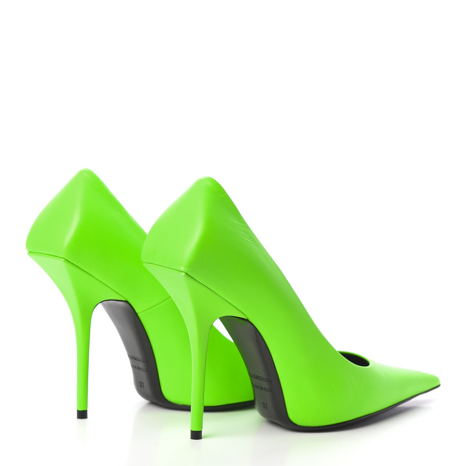 Balenciaga Soft Nappa Square Knife 110mm Pumps 37 Neon Green 4 of 8