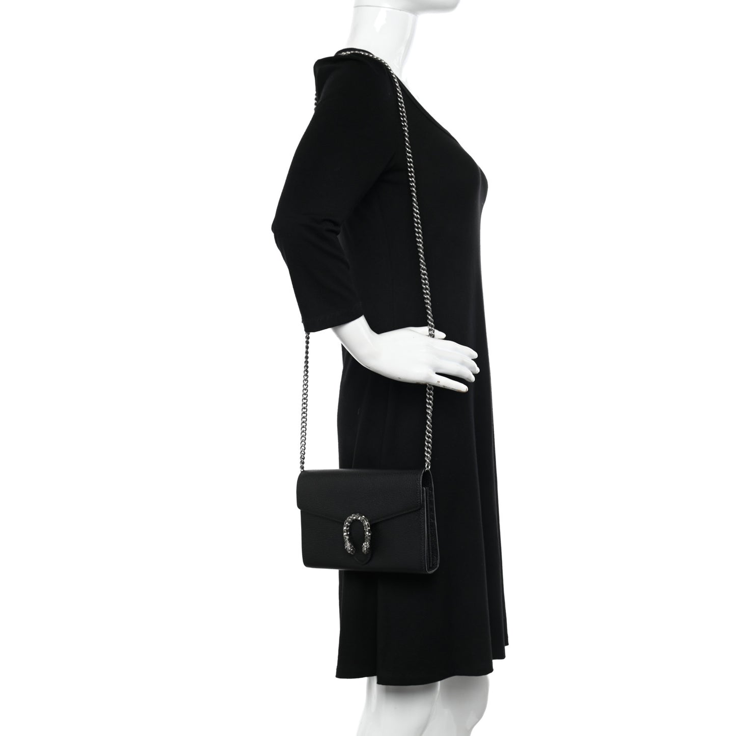 Calfskin Mini Dionysus Chain Wallet Black