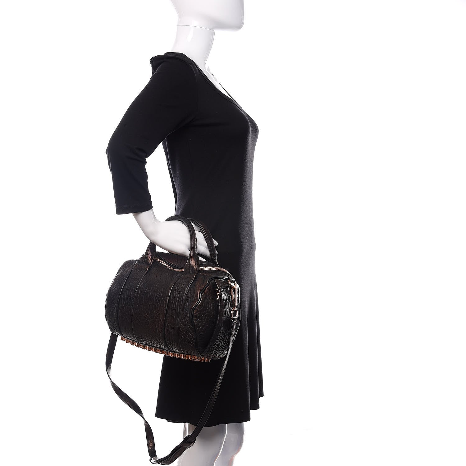 Alexander Wang Pebbled Lambskin Rockie Black Rose Gold Hardware 3 of 16