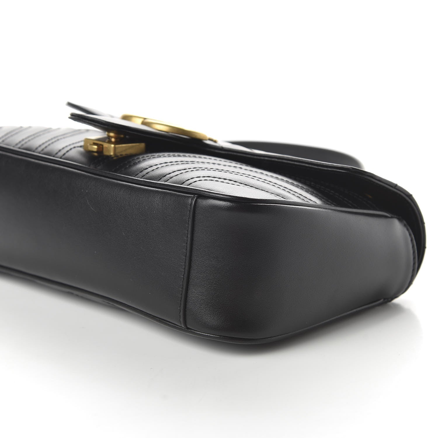 Gucci Calfskin Matelasse Small GG Marmont Shoulder Bag Black 7 of 11
