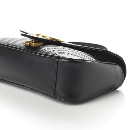 Gucci Calfskin Matelasse Small GG Marmont Shoulder Bag Black 7 of 11