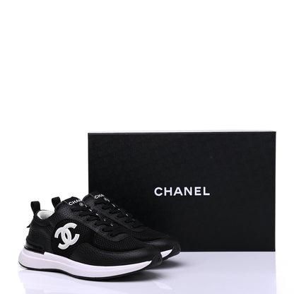 Chanel Calfskin Mesh Lycra Suede Womens Logo Sneakers 36 Black 9 of 9