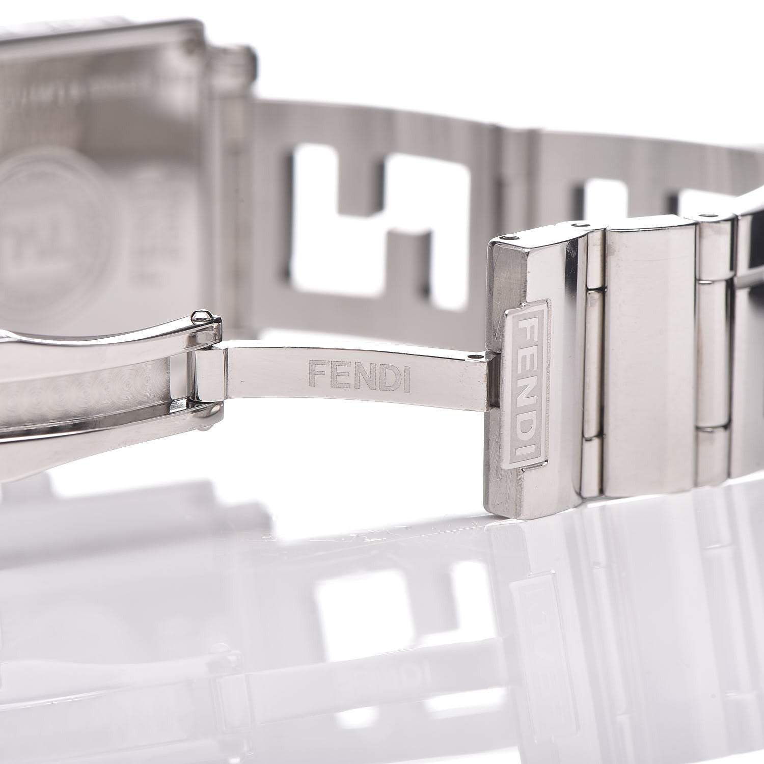 Fendi Stainless Steel Diamond Bezel Mother of Pearl 25mm Quadro Quartz Watch 4 of 6