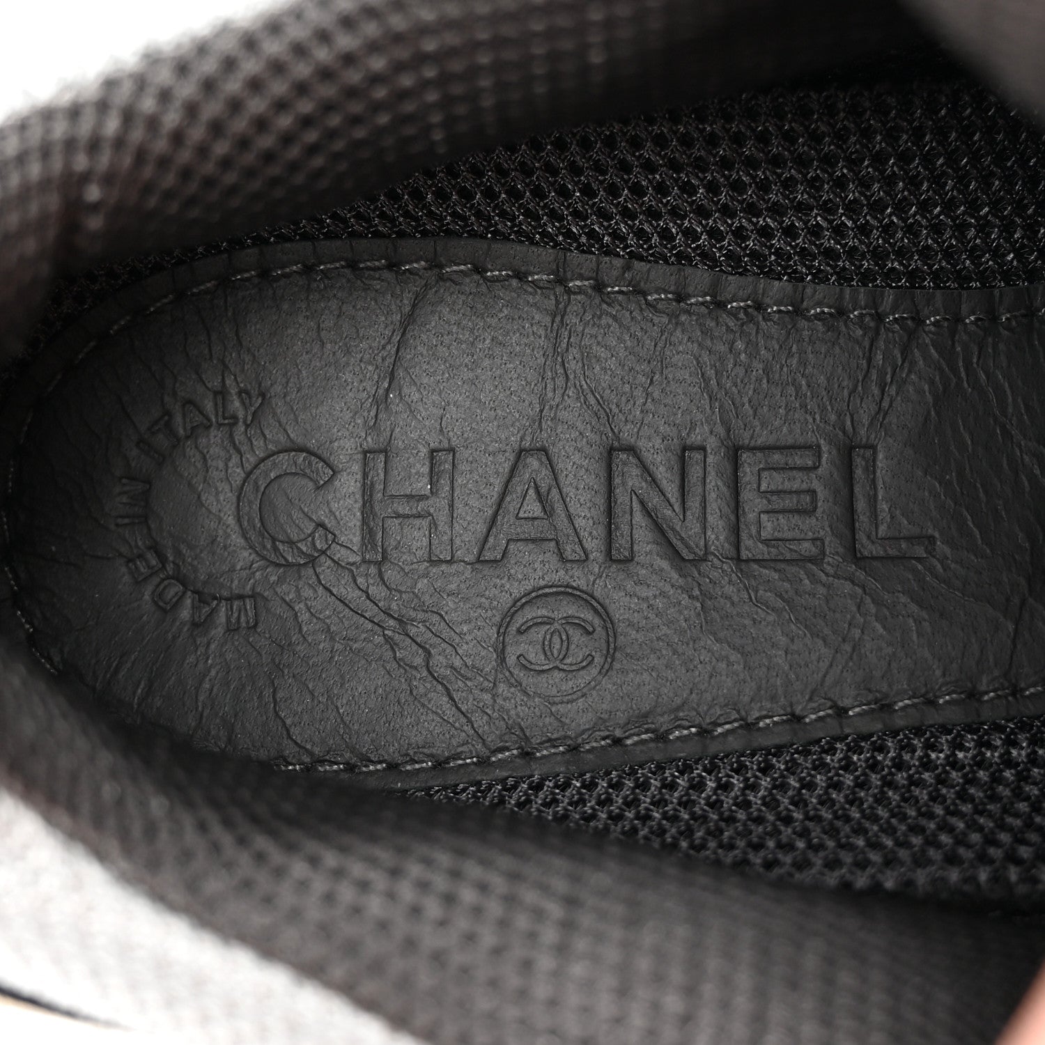 Chanel Mesh Suede Calfskin Womens CC Sneakers 37.5 Grey 6 of 14