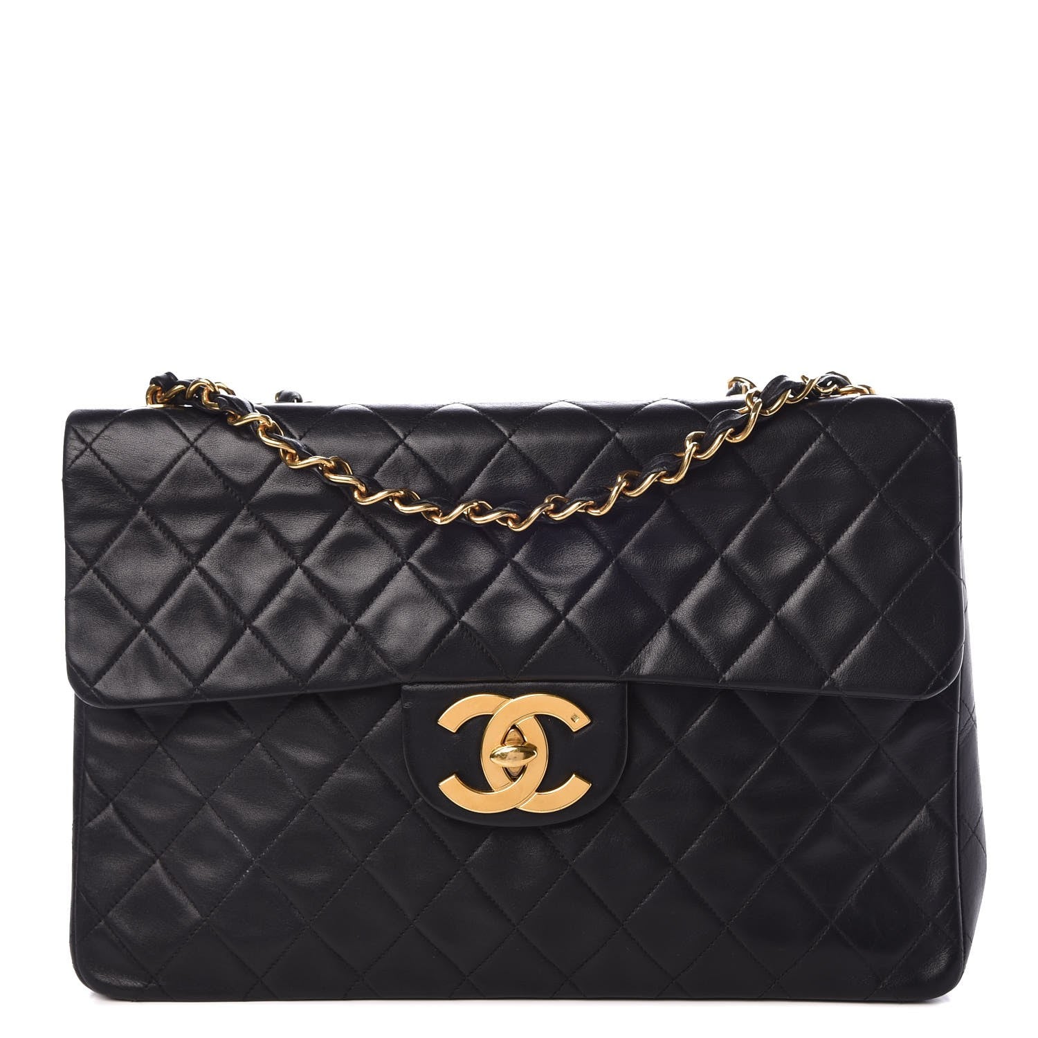 Chanel Lambskin Quilted XL Jumbo Single Flap Black 1 of 13