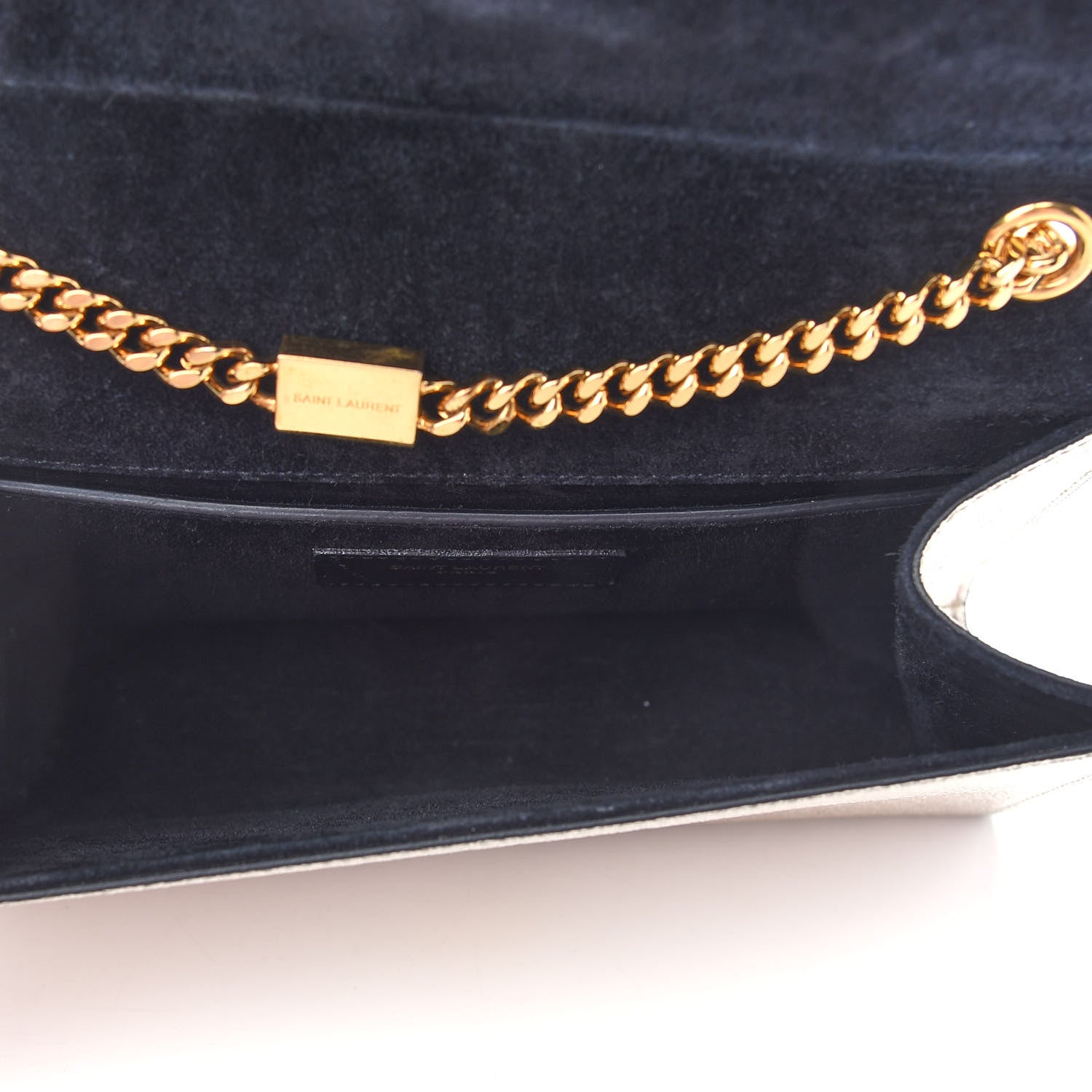 Saint Laurent Metallic Calfskin Small Classic Monogram Kate Satchel Pale Gold 5 of 8