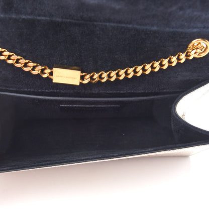 Saint Laurent Metallic Calfskin Small Classic Monogram Kate Satchel Pale Gold 5 of 8