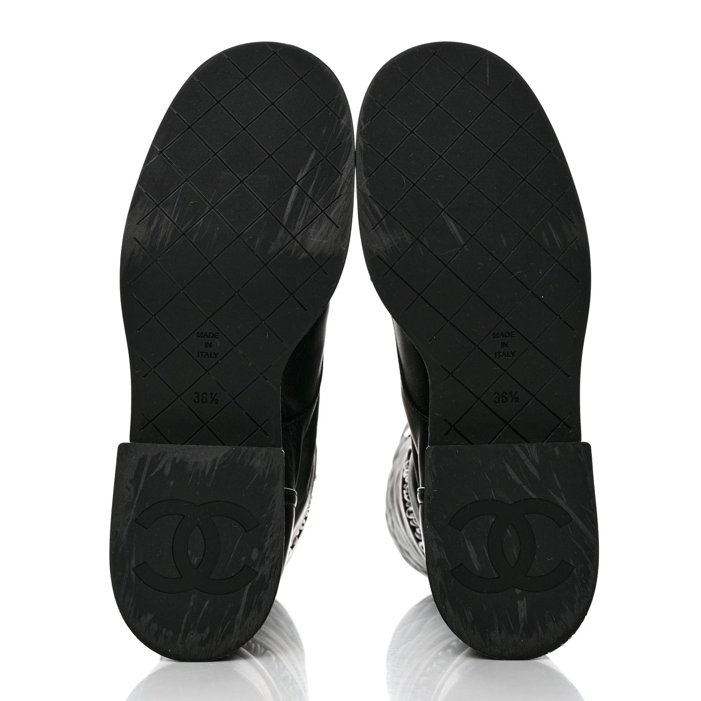 Lambskin Quilted Lace Up Combat Boots 36.5 Black