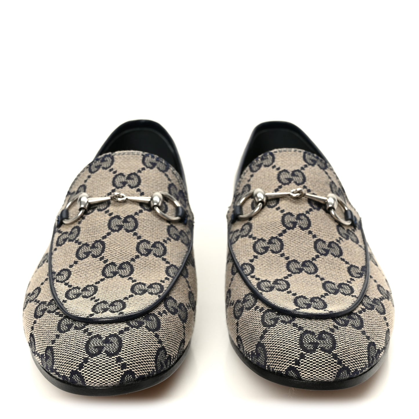 Monogram Malaga Kid Horsebit Womens Jordaan Loafers 38.5 Beige Blue
