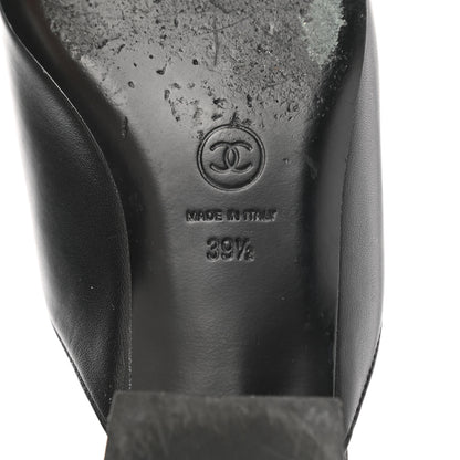 Chanel Lambskin Grosgrain Cap Toe CC Mules 39.5 Black 6 of 12