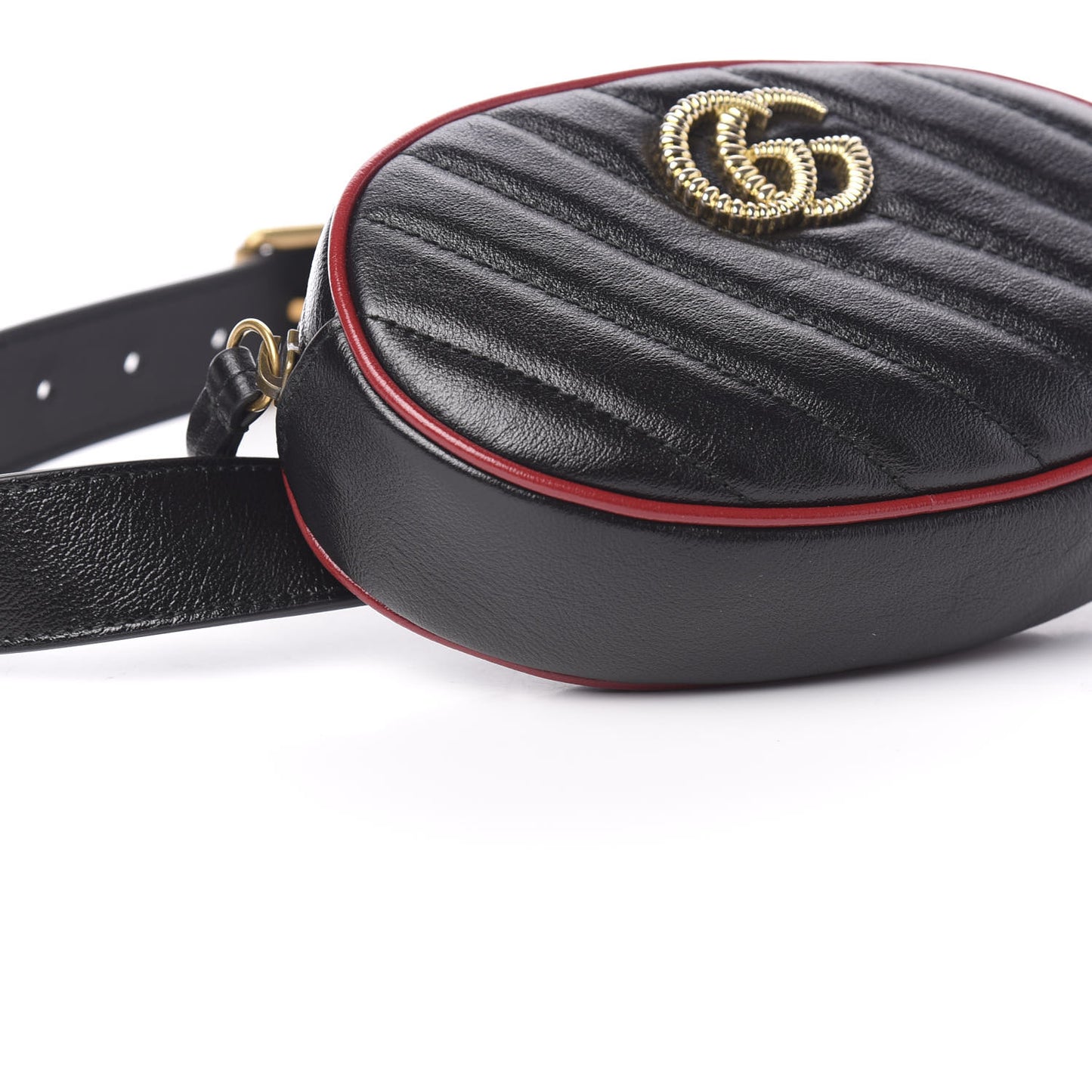 Azalea Calfskin Matelasse Diagonal Torchon GG Marmont Belt Bag 75 30 Black Romantic Cerise