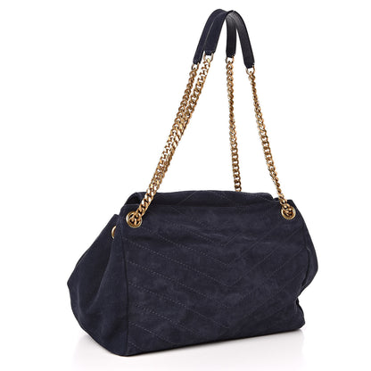 Saint Laurent Suede Chevron Monogram Large Nolita Blue 3 of 11