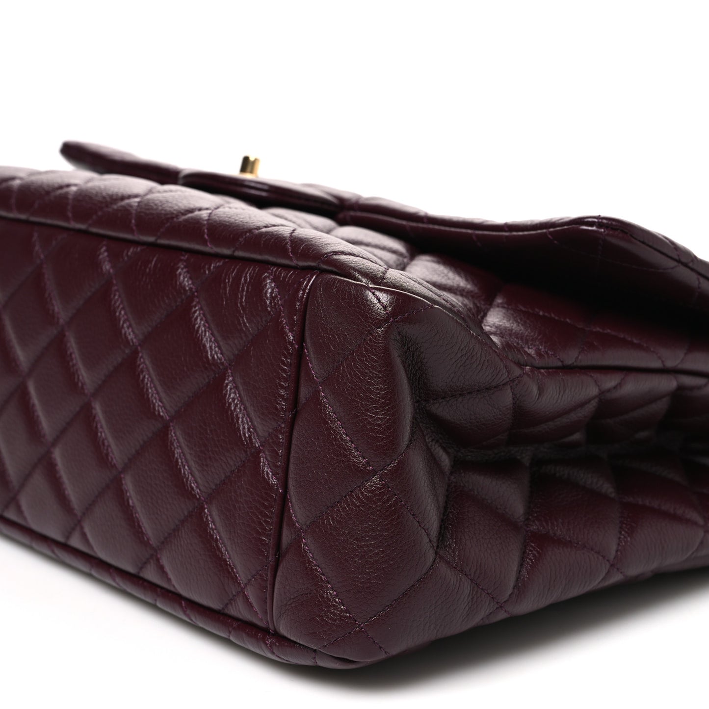 Grained Calfskin Quilted XXL Travel Flap Bag Burgundy