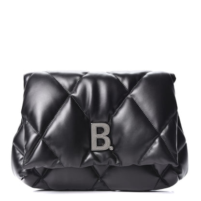 Balenciaga Nappa Calfskin Quilted Touch B Puffy Clutch Black 1 of 8