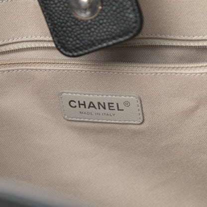 Chanel Glazed Calfskin Small Deauville Tote Black 6 of 11