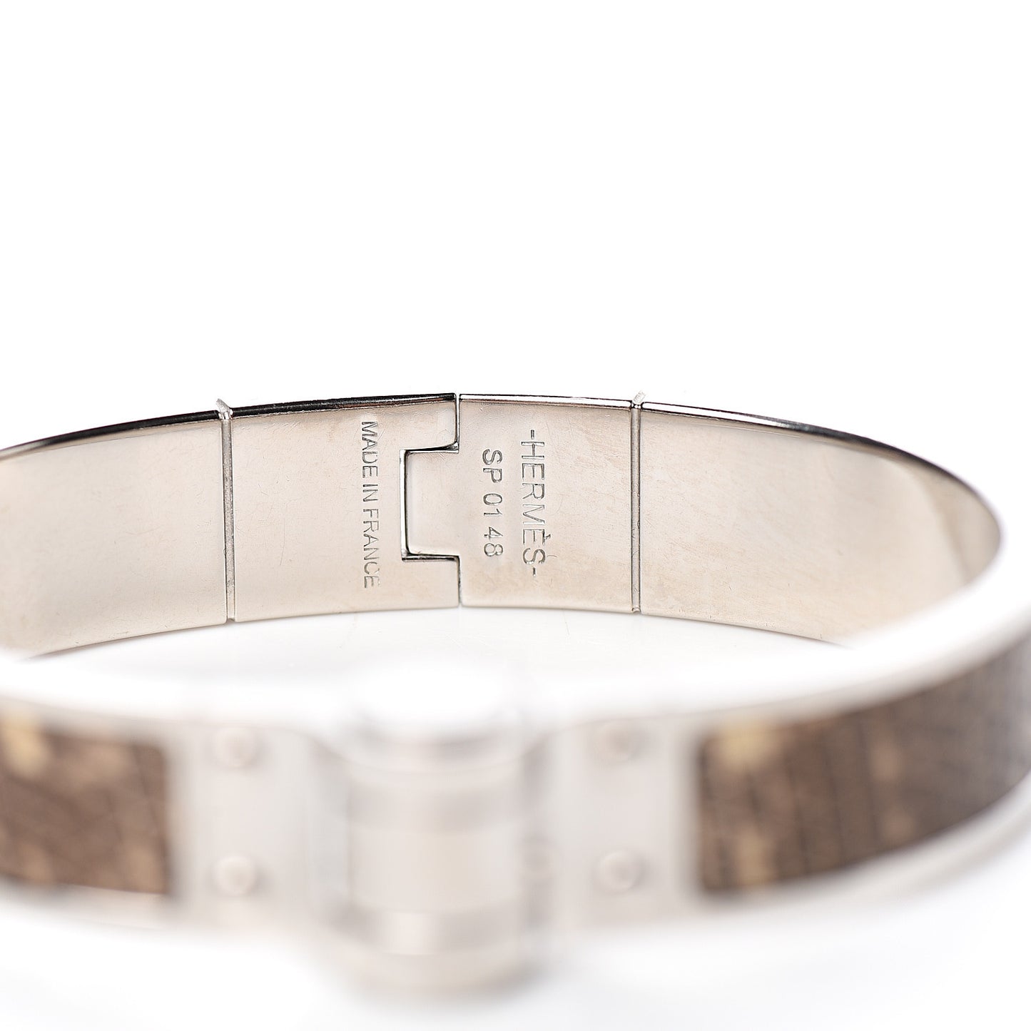 Lizard Charniere Cuir Narrow Hinged Bracelet S Ombre